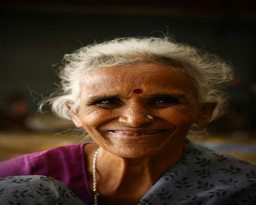 Portrait of elderly Indian woman smiling